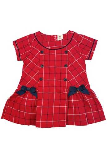 Toffyhouse red and blue Toffyhouse Groovy Baby! Check Dress in Red 73A3AKABBBA2E1GS_1