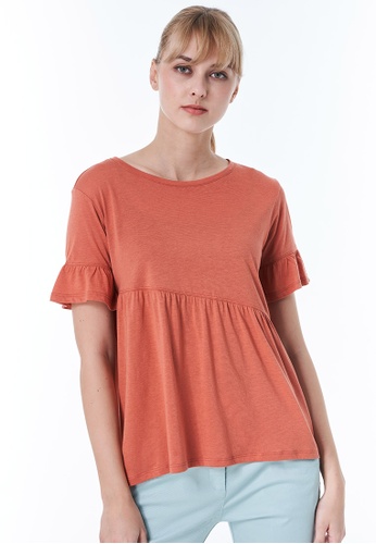 Sisley pink T-shirt with Frills 01604AAA766648GS_1