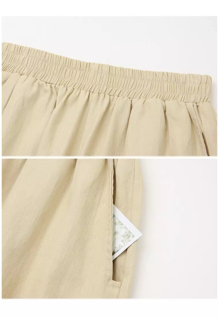 Plain Wide-Leg Elasticated Trousers [BA7879]