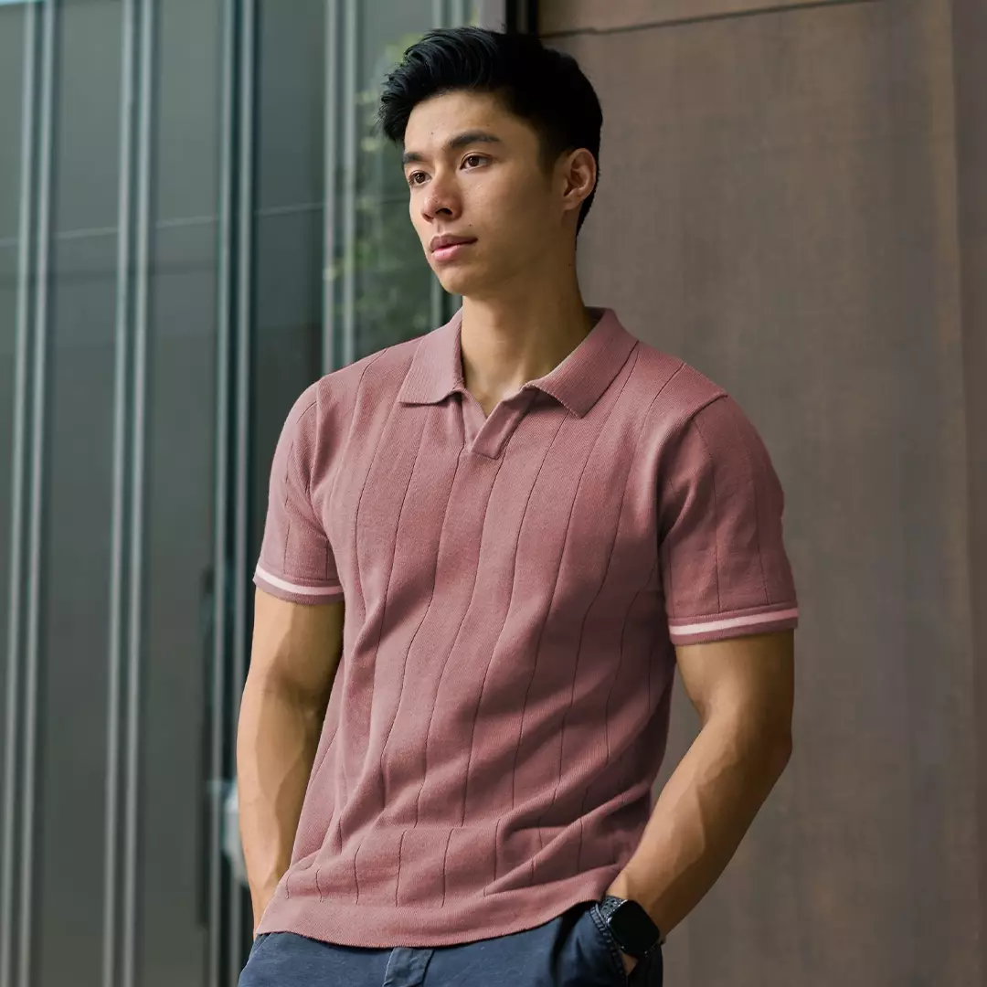Kale Xander Dusty Pink / Polo Shirt rajut premium berbahan dasar cotton wool
