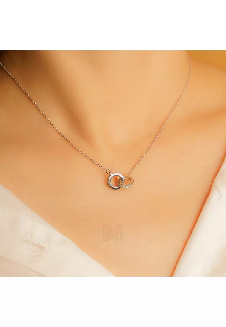 Millennia 2000 Forever Studded Cubic Zirconia White Gold Necklace with 925 Sterling Silver
