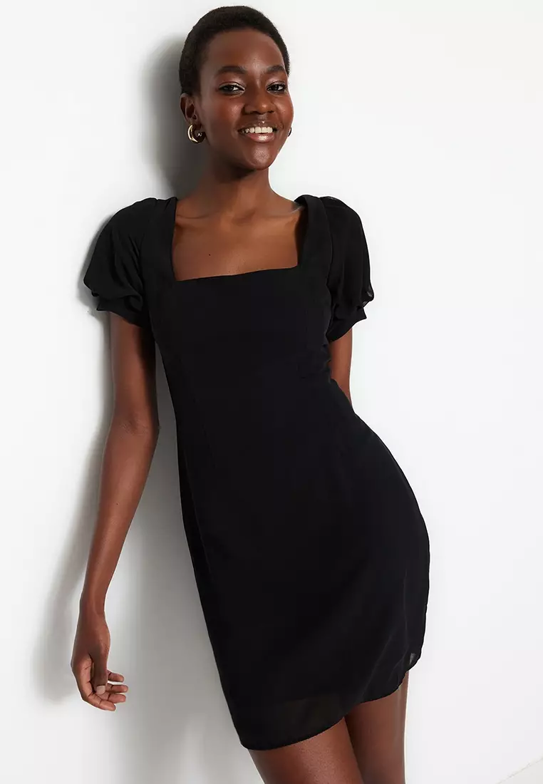 Buy Trendyol Square Neck Mini Dress in Black 2024 Online