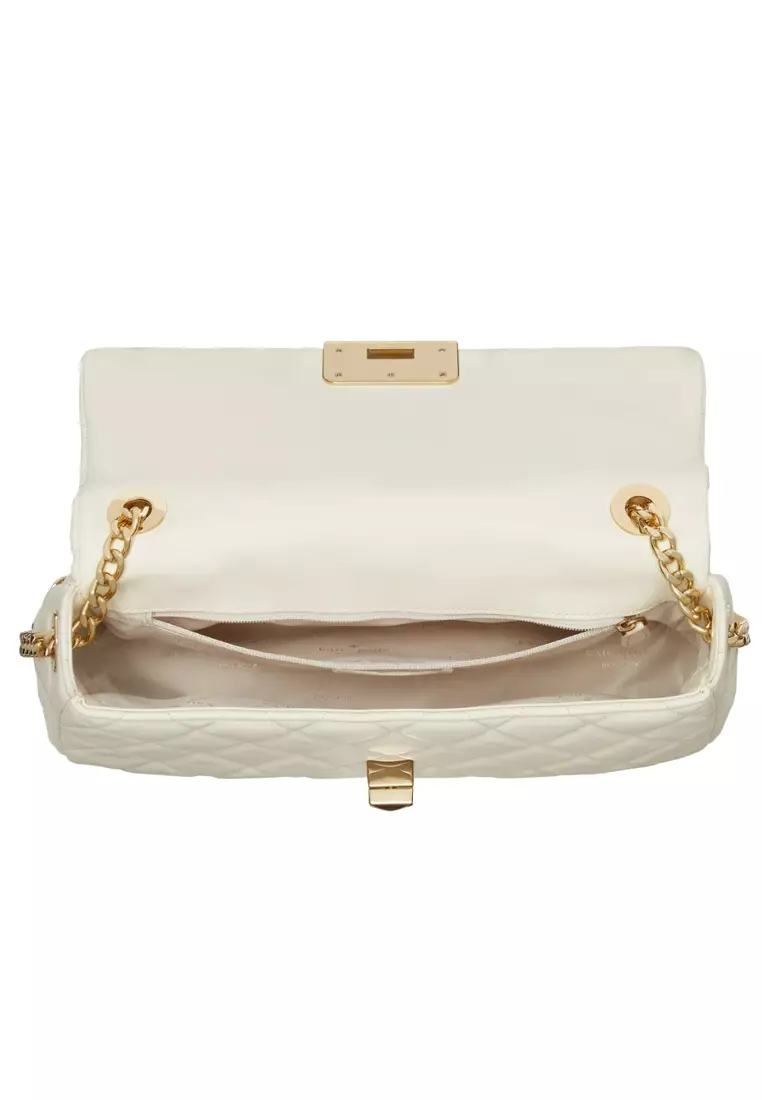 Carey Medium Flap Shoulder Bag - Meringue White