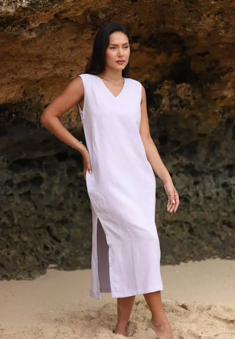 Violet Sky Dress Linen Wanita Ungu Muda | Linen Dress Women Lilac