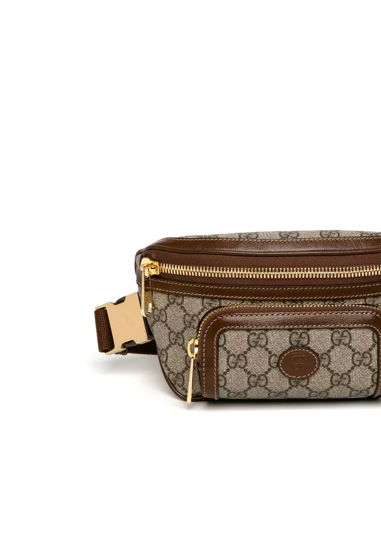 Gucci Red, Burgundy and Beige Monogram Belt Bag/ Waist Pouch For