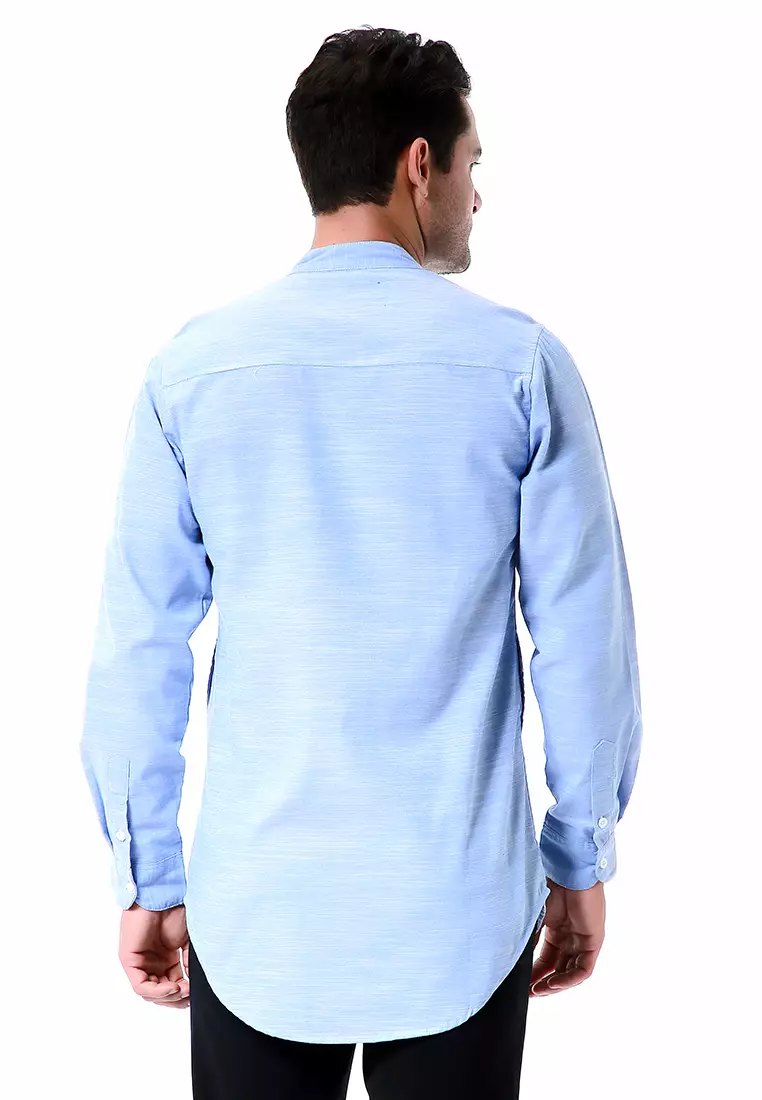 Leopold Atasan Pria Kemeja Polos Setengah Kancing Long Sleeve Simple Design Material Cotton ORIGINAL - Soft Blue