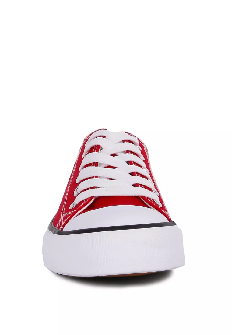 Red canvas sale tennis shoes