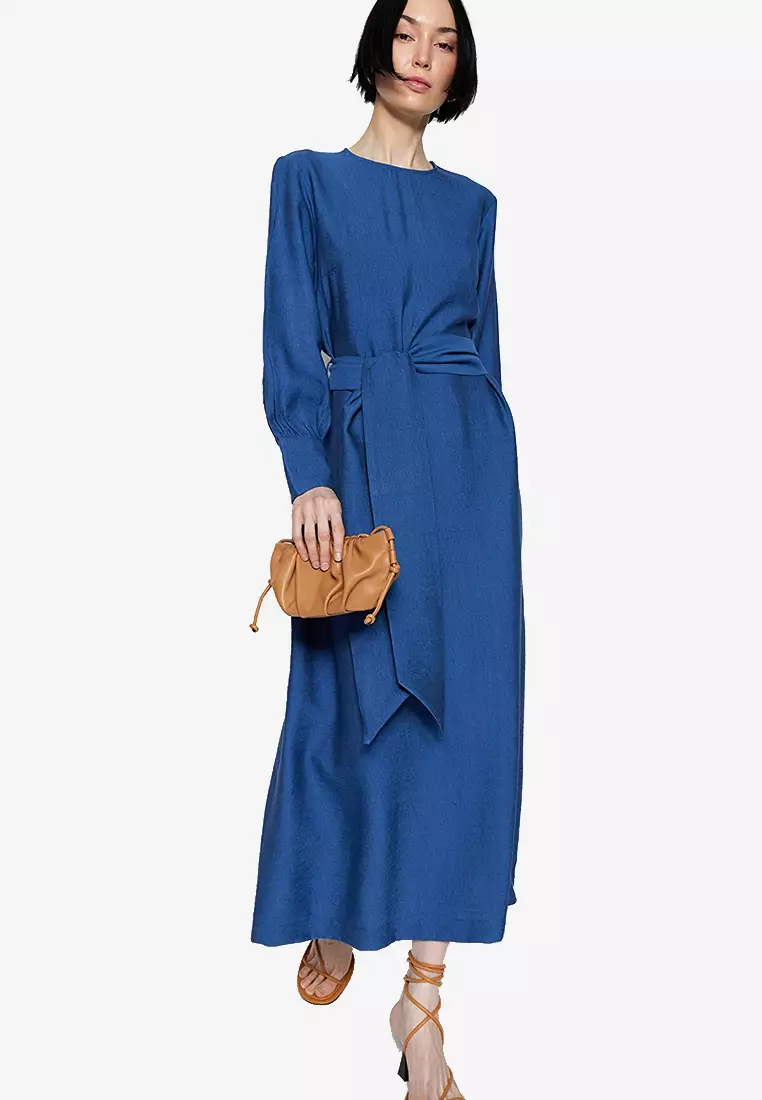 Buy Trendyol Modest Wide Belted Zipper Cuffed Woven Dress Online