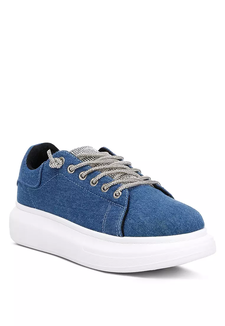 Denim Low Flatform Heel Sneakers