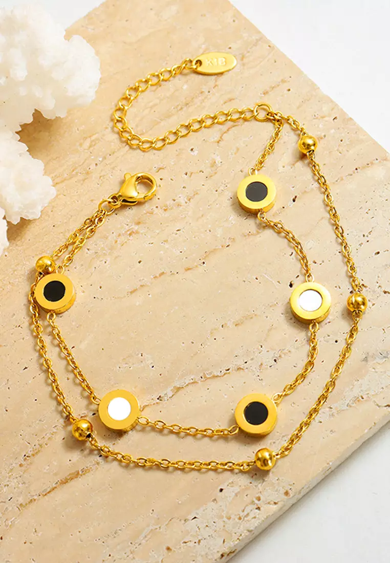 Gelang Titanium Wanita KoreaAnti Pudar Rantai Ganda Bracelet Gelang Cewek gold color