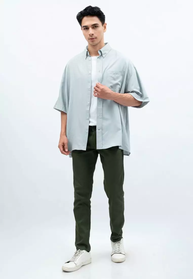 Houseofcuff Kemeja Oversize Jumbo Lengan Pendek Pria Unisex Mint
