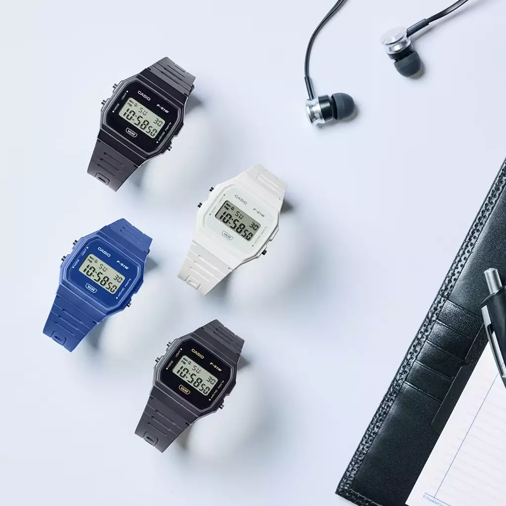 Casio Jam Tangan Pria dengan format Digital F-91WB-2A1DF