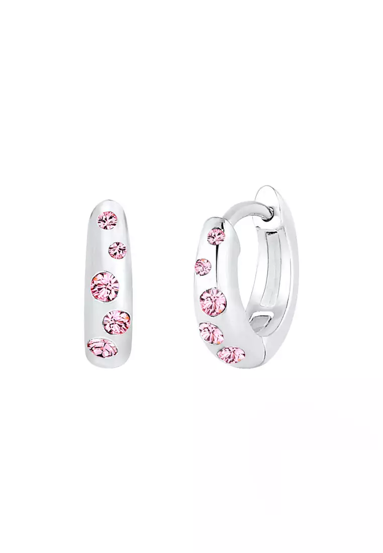 Perhiasan Anak Perak Asli - Silver Anting Creole Sweet Crystals