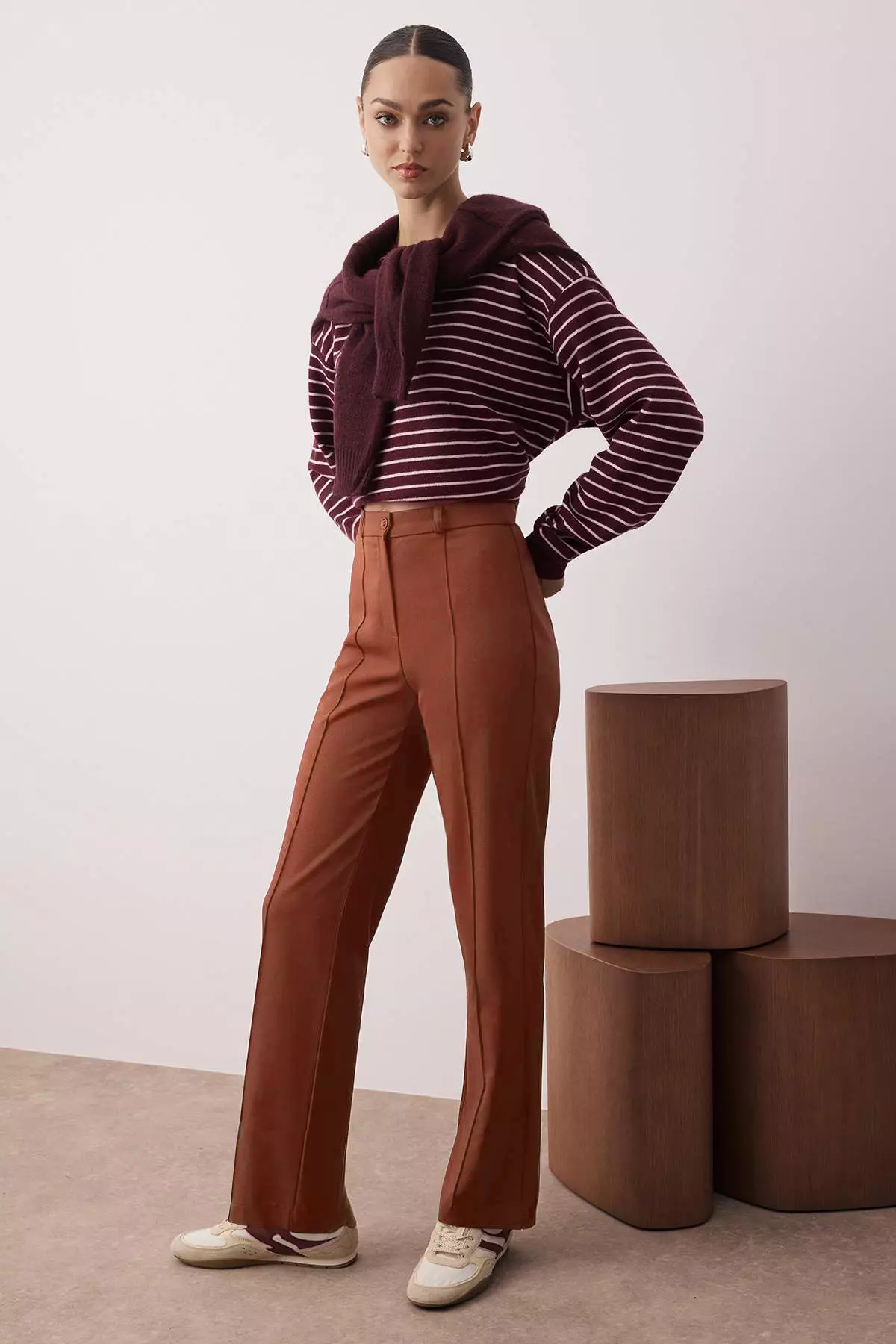 High Waist Straight Cut Trousers