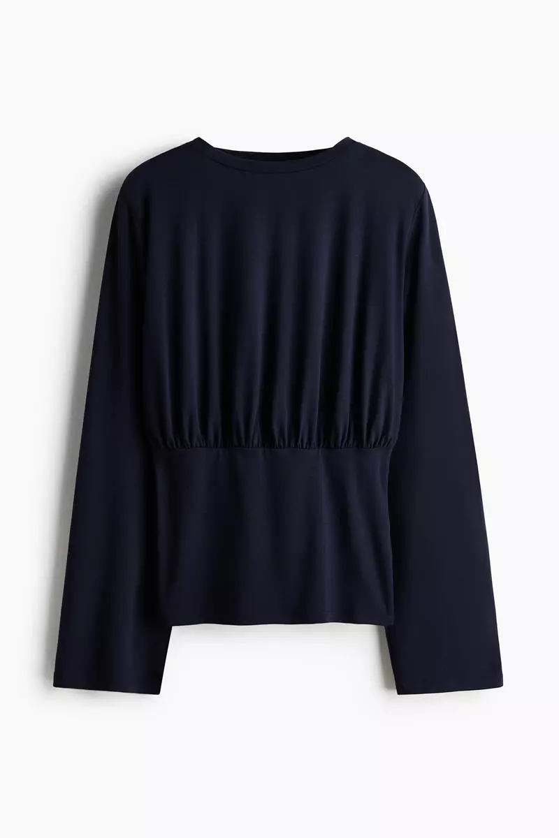 Long-sleeved gathered top