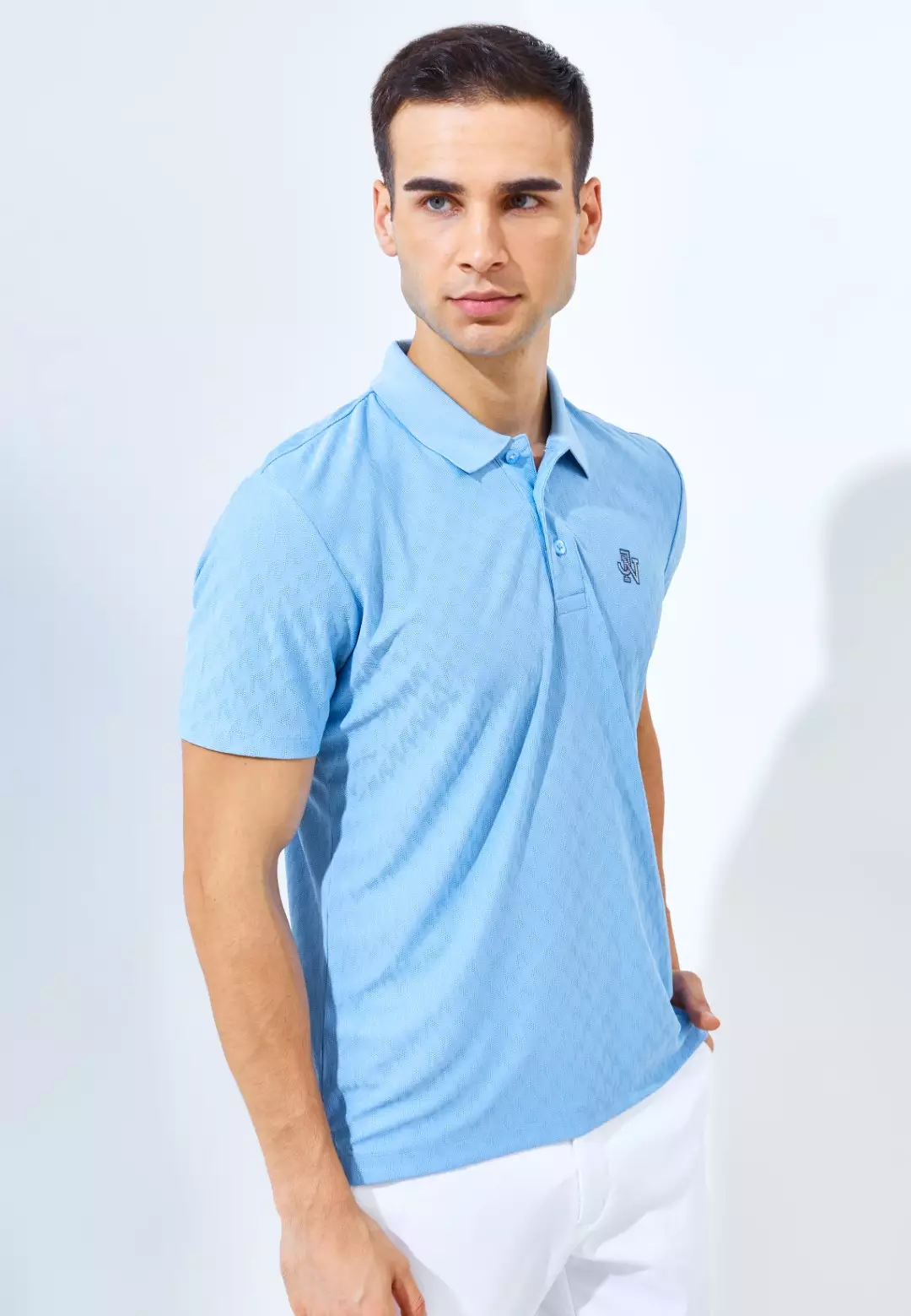 Jack Nicklaus Odyssey Polo Shirt Pria Slim Fit Light Blue