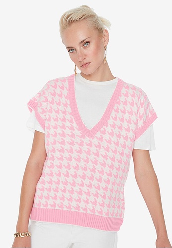 Trendyol pink Jacquard Short Sleeve Sweater 1090EAA15EB94DGS_1