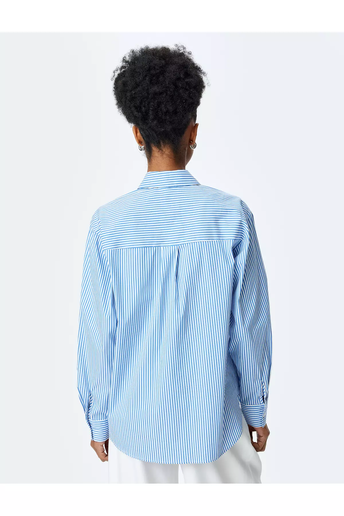 Classic Collar Long Sleeve Ruffle Striped Shirt