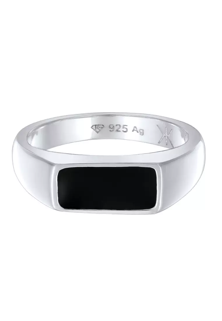 EXCLUSIVE Cincin Perhiasan Perak 925 Pria Signet Enamel