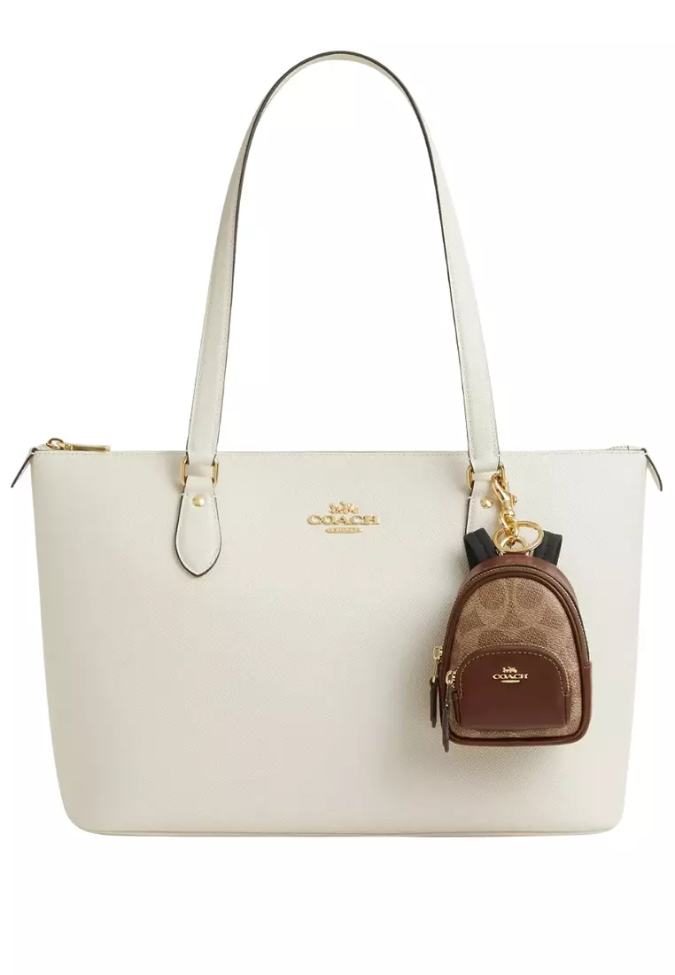 Coach Coach Mini Court Backpack Bag Charm In Signature Canvas Brown