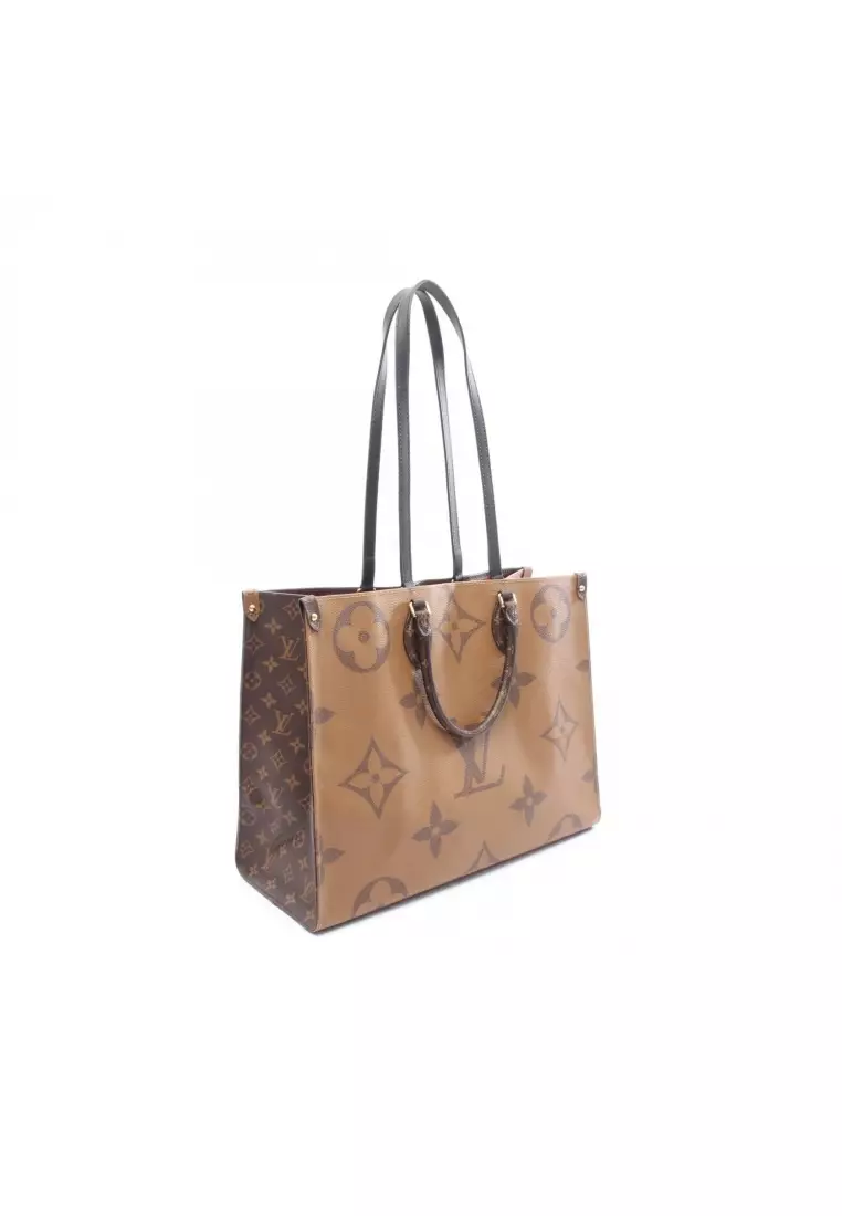 Pre-Loved Louis Vuitton on-the-go GM monogram giant monogram reverse Shoulder bag PVC leather Brown light brown