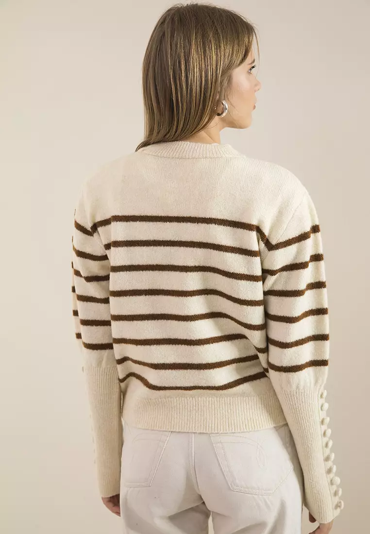 Striped Knitwear Sweater with Cufflinks