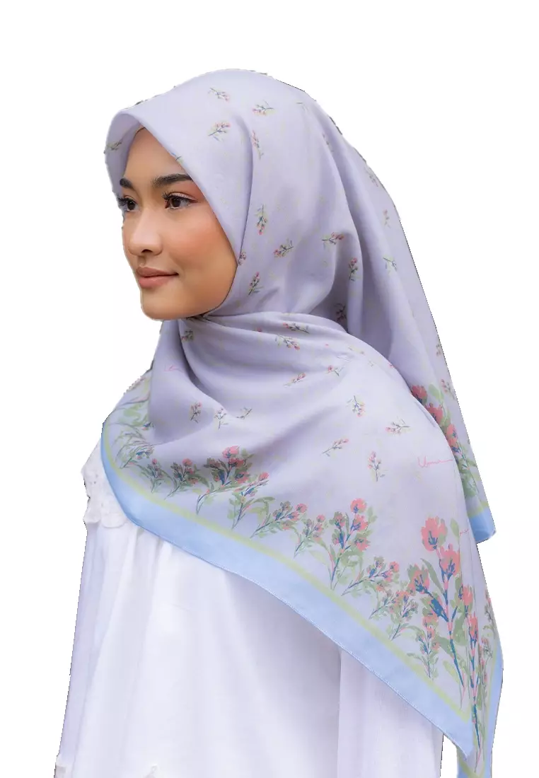 Meadow Printed Cotton Voile Square in Dawn Blue