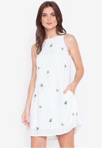 Shop Paperdolls Mallory Sleeveless Shift Dress With Tropical Palm
