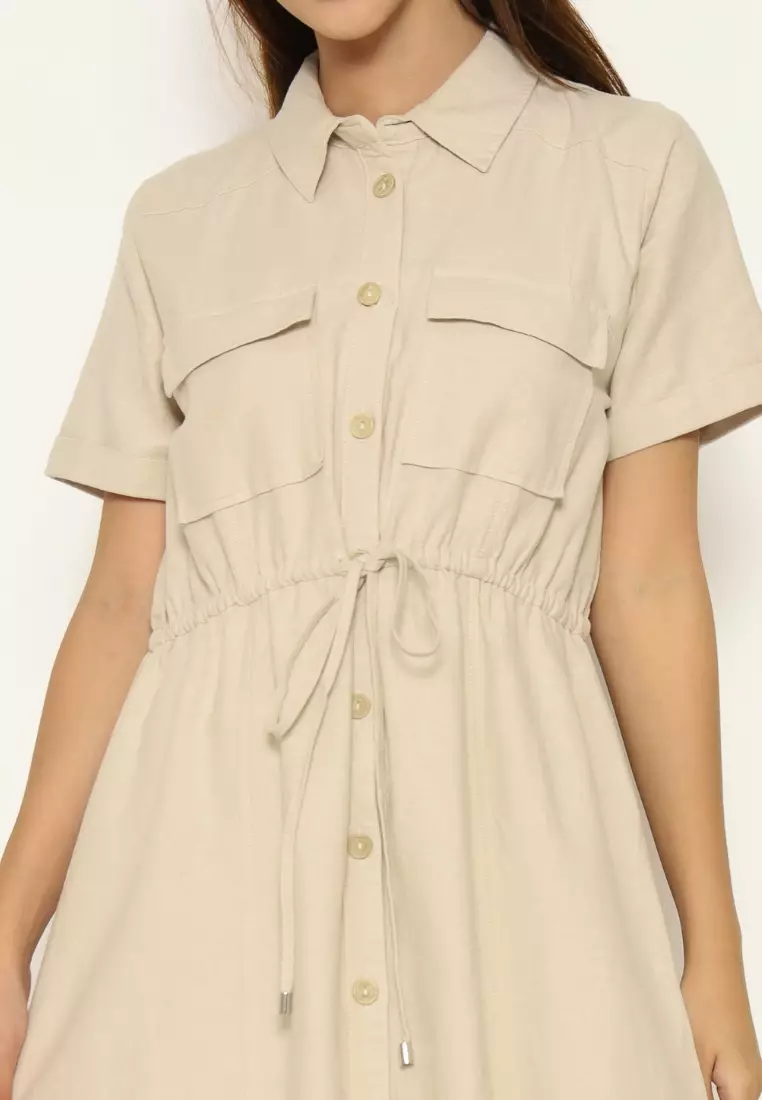 Urban Exchange Diana Dress Cream - Midi Dress Cream