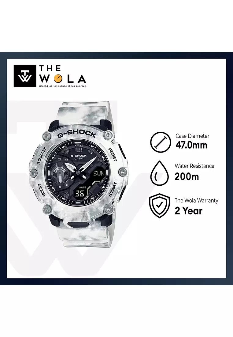 Men's Analog-Digital Watch GA-2200GC-7A Frozen Forest Carbon Core Guard White Resin Band Sport Watch