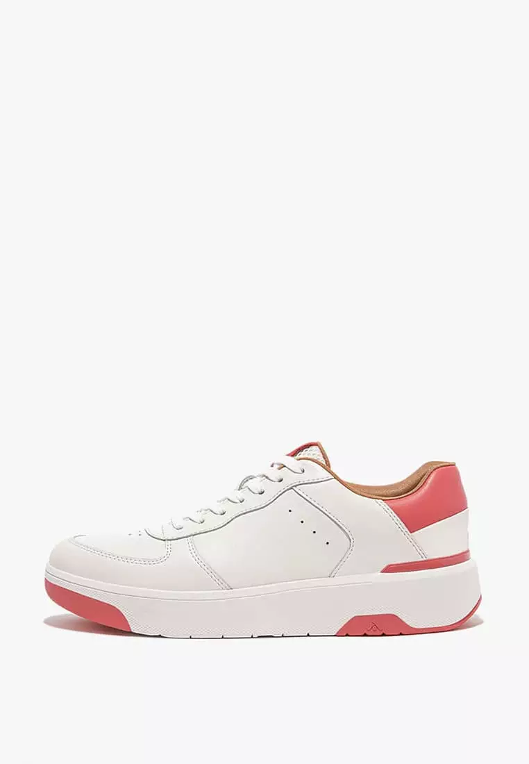 Discount on Fitflop  shoes - SKU: Fitflop Rally Evo Leather Sneakers- Urban White/Rosy Coral