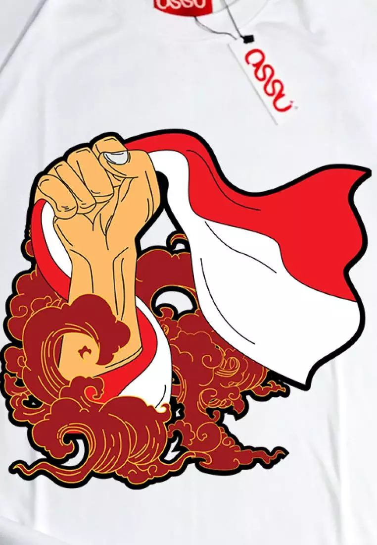 OSSU Batik Dirgahayu Kemerdekaan Indonesia White Tshirt