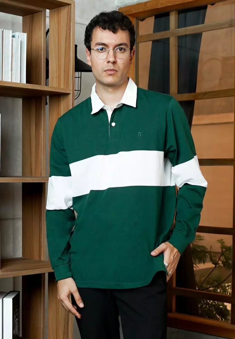 Matsuda Kaos Rugby Polo Shirt Pria Lengan Panjang Nago