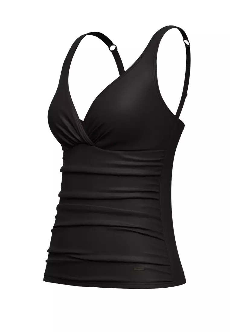 Core Solid Black Plus Cup Cross Front Tankini