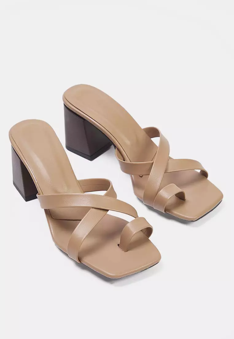 Mink Wooden Heel Detailed Women's Block Heels Slippers Takss25To00092