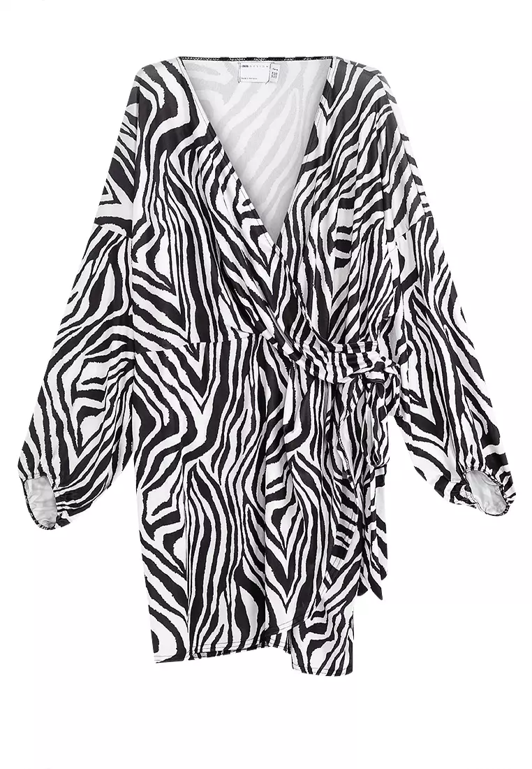 Buy ASOS Design Curve Blouson Sleeves Slinky Wrap Mini Dress 2025