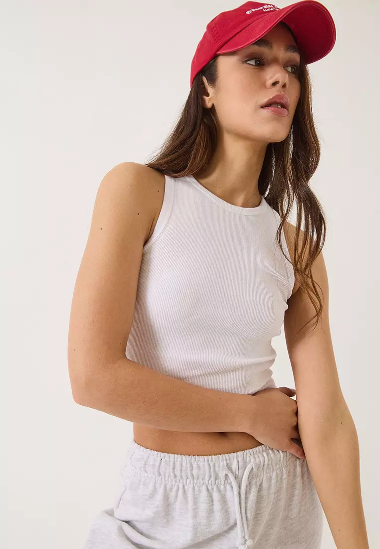 Women's Ribbed Halter Neck Camisole Basic Crop Top Tank Top 60602045