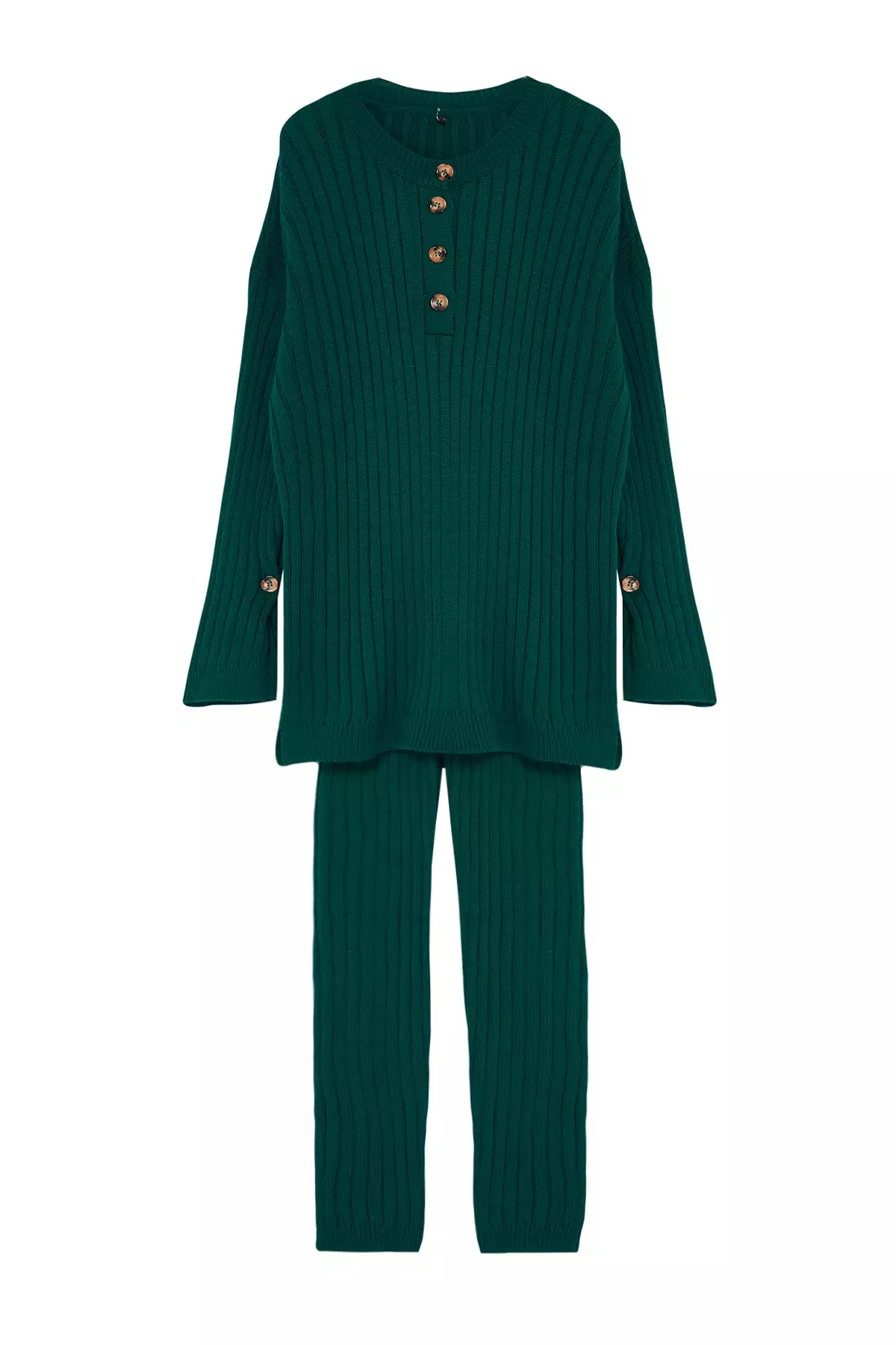 Wide Fit Emerald Green Corded Knitwear Set