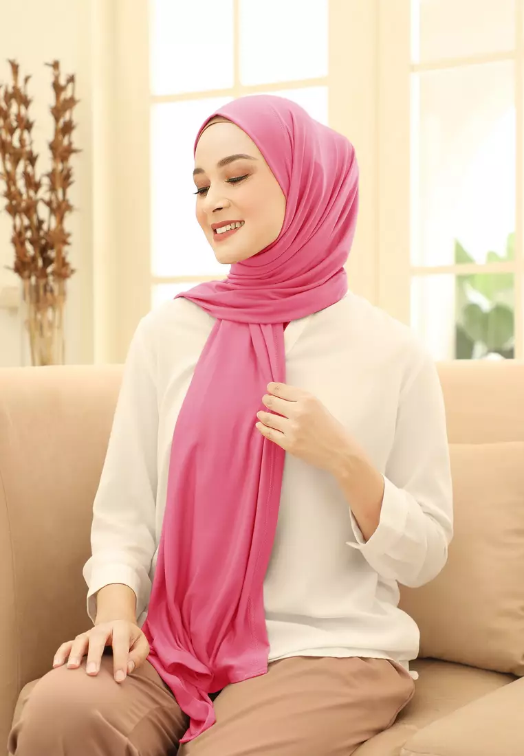 Zelena - Alina Malay Instan | Pashmina Jersey - Fantastic Pink