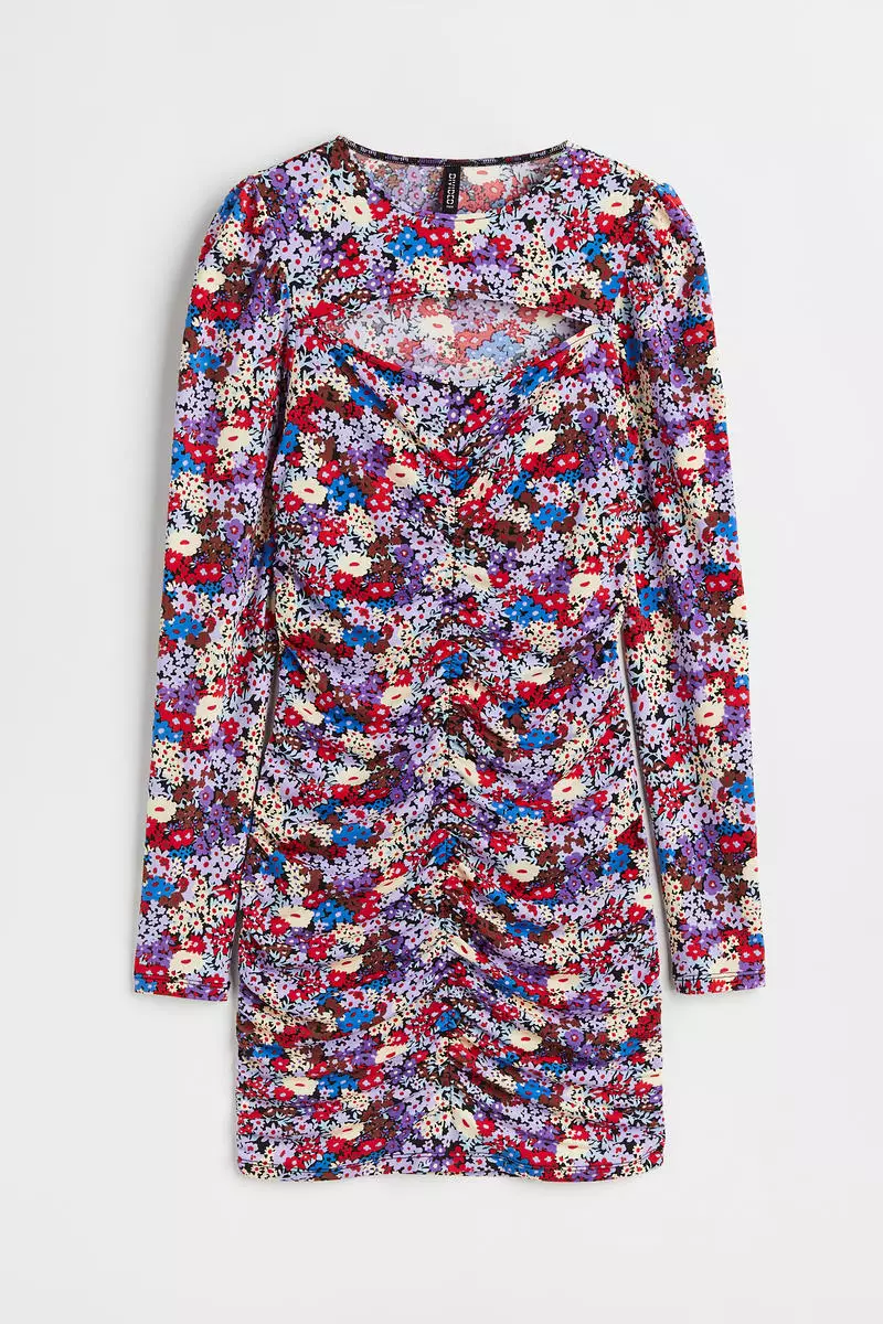 Gathered cut-out dress