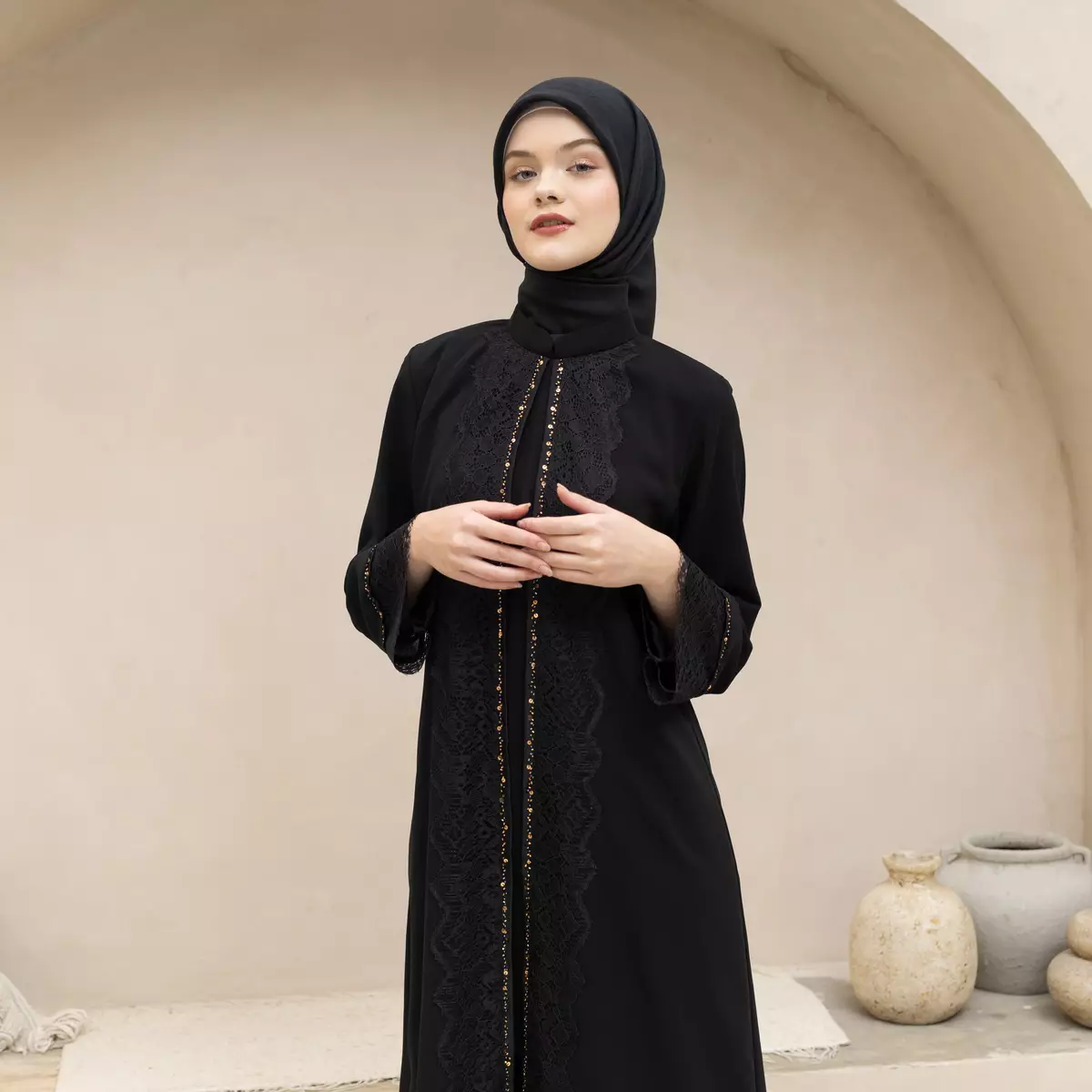 EPC Abaya Zafira - Black - Brocade Collection