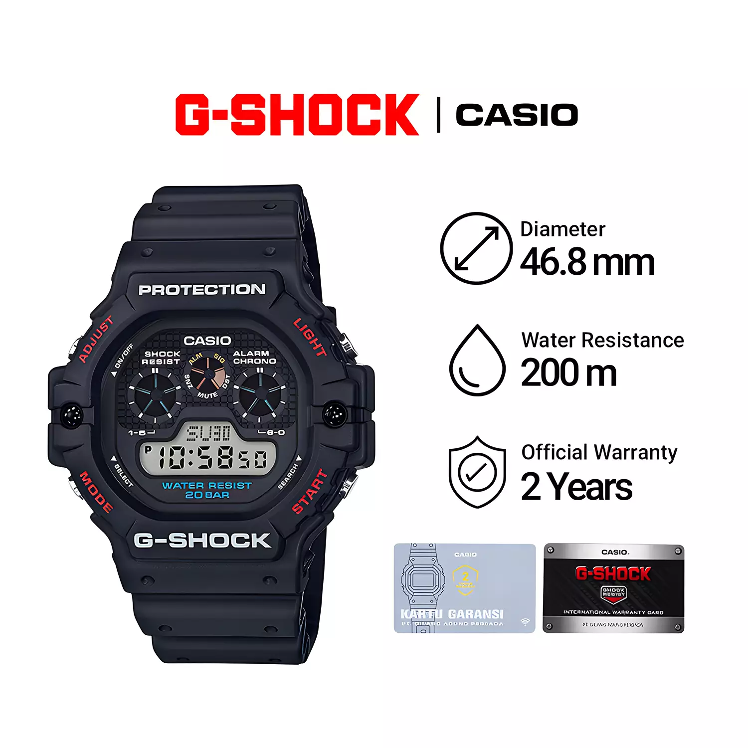 Casio G-Shock DW-5900-1D Jam Tangan Digital Pria - Black Resin Case & Band