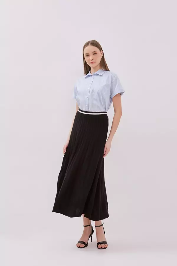 MINIMAL - Kallia - Rok Rajut Midi - Black Colour Black