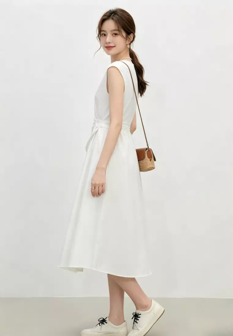 Twist Waist A-Line Midi Dress CA26041003W