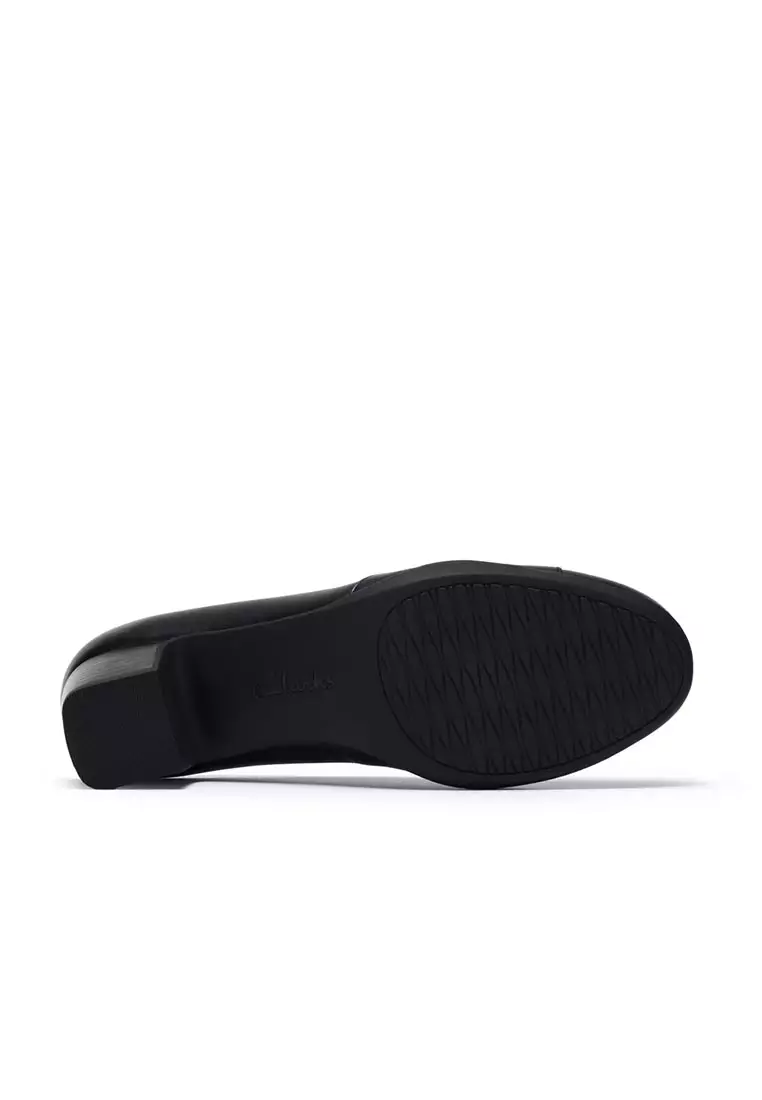 Womens Rosalyn Belle Slip on Shoes Black Leather - Wide Fit