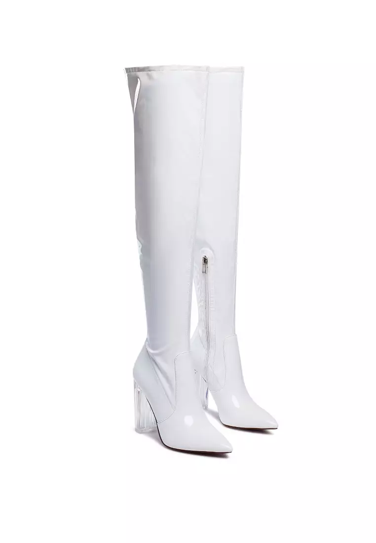 Thigh High Long Boots in Patent PU