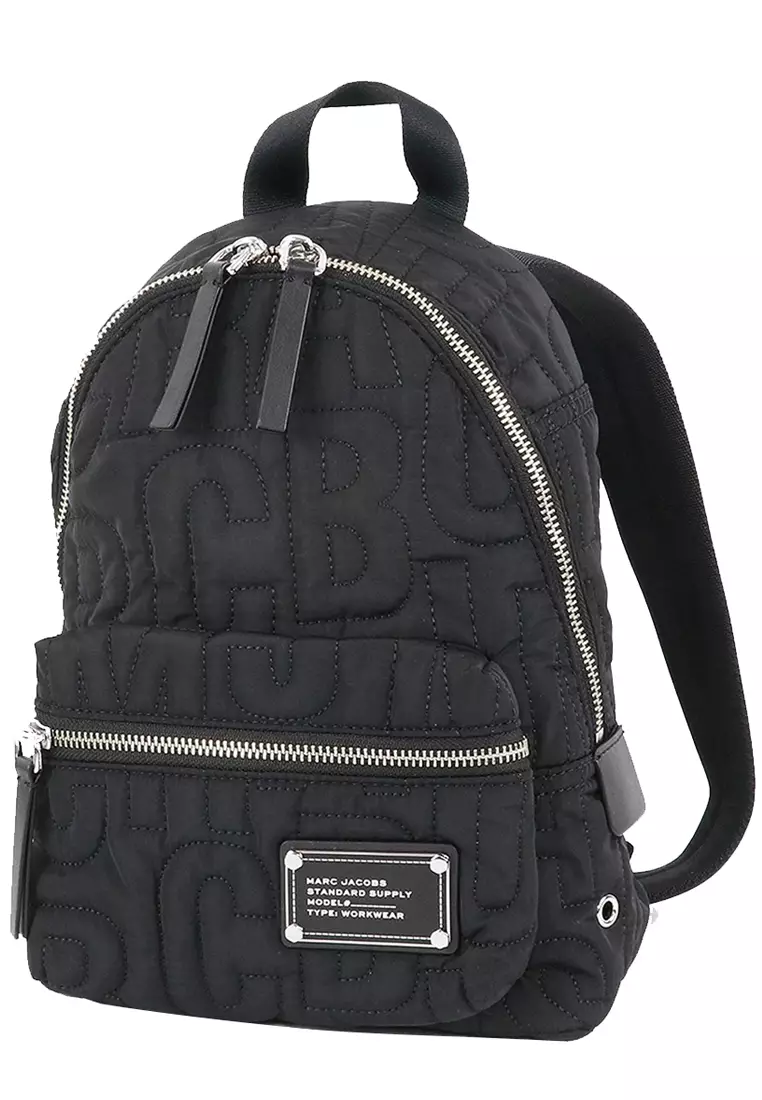Nylon Jumbled Logo Workwear Small Backpack Bag in Black 4S4HBP002H02