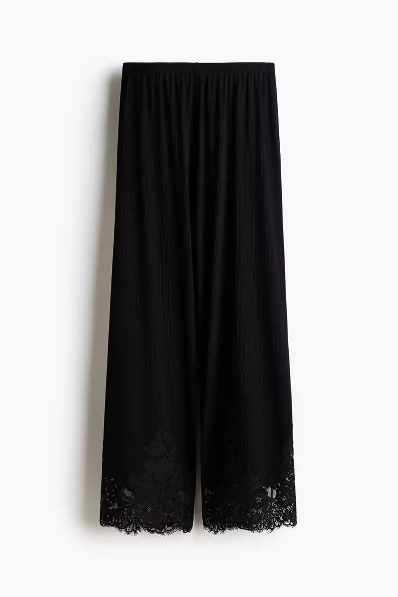 Lace-trimmed pyjama bottoms