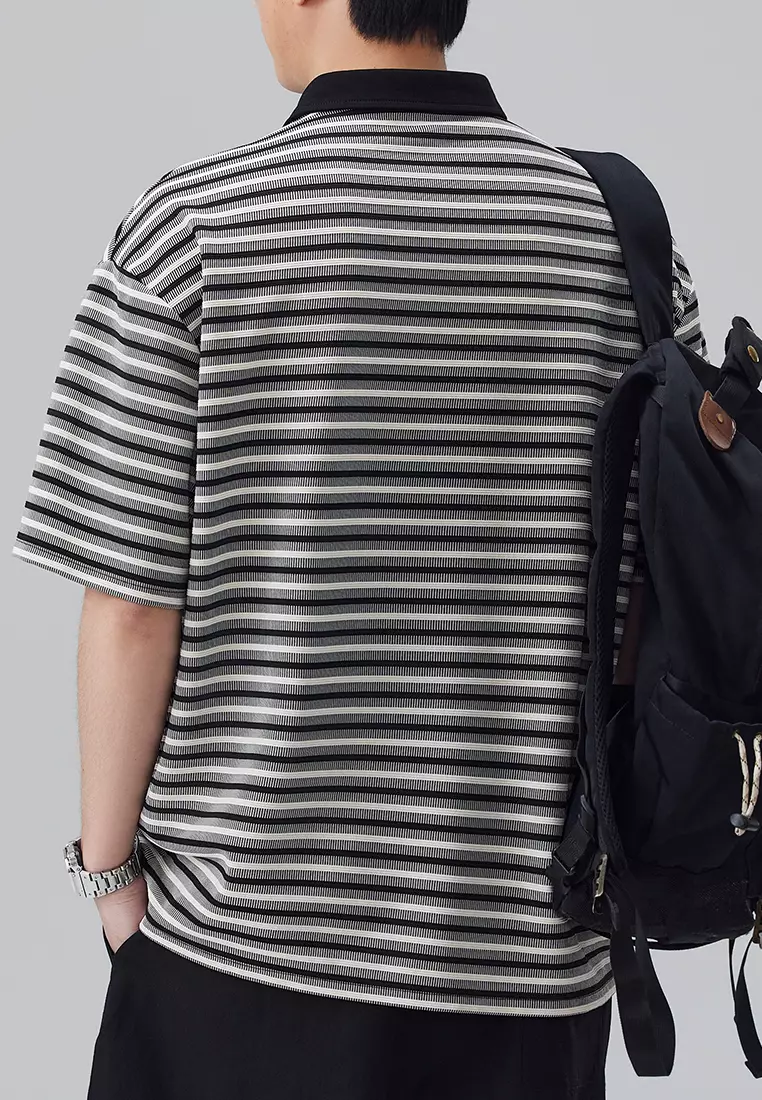 Vintage Striped Short Sleeve Polo Shirt AY-D5901