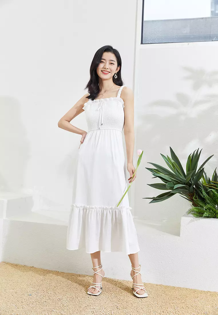 Sleeveless Smocked Bridesmaid Dress